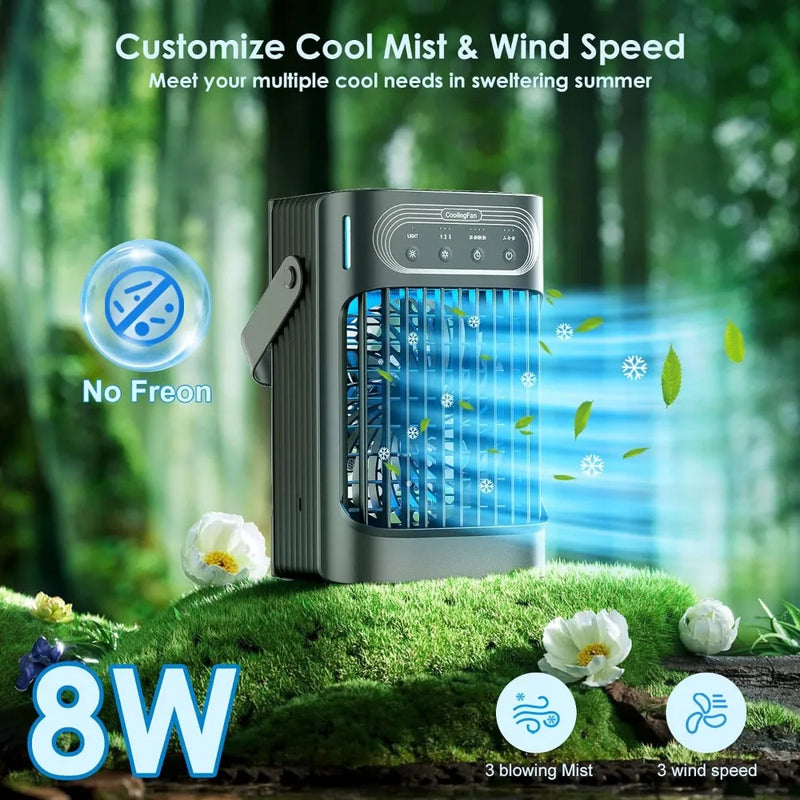 Portable Air Conditioners Cooling Fan Evaporative Mini Air Conditioner with 3 Cool Mist & Speeds 7 Night Light Timer