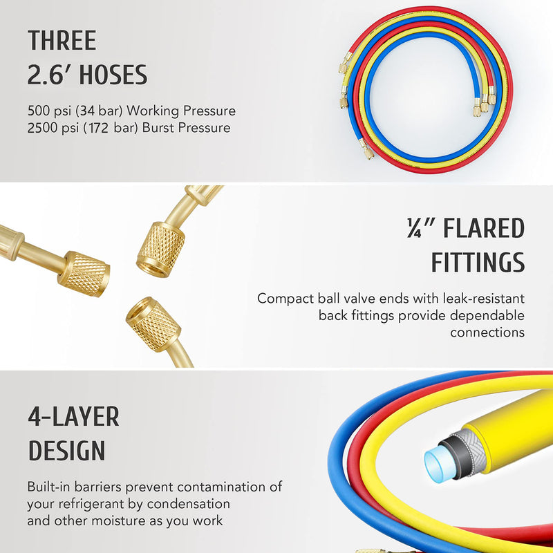 R12 R22 R404A R134A Refrigerant Manifold Gauge Air Condition Refrigeration Set