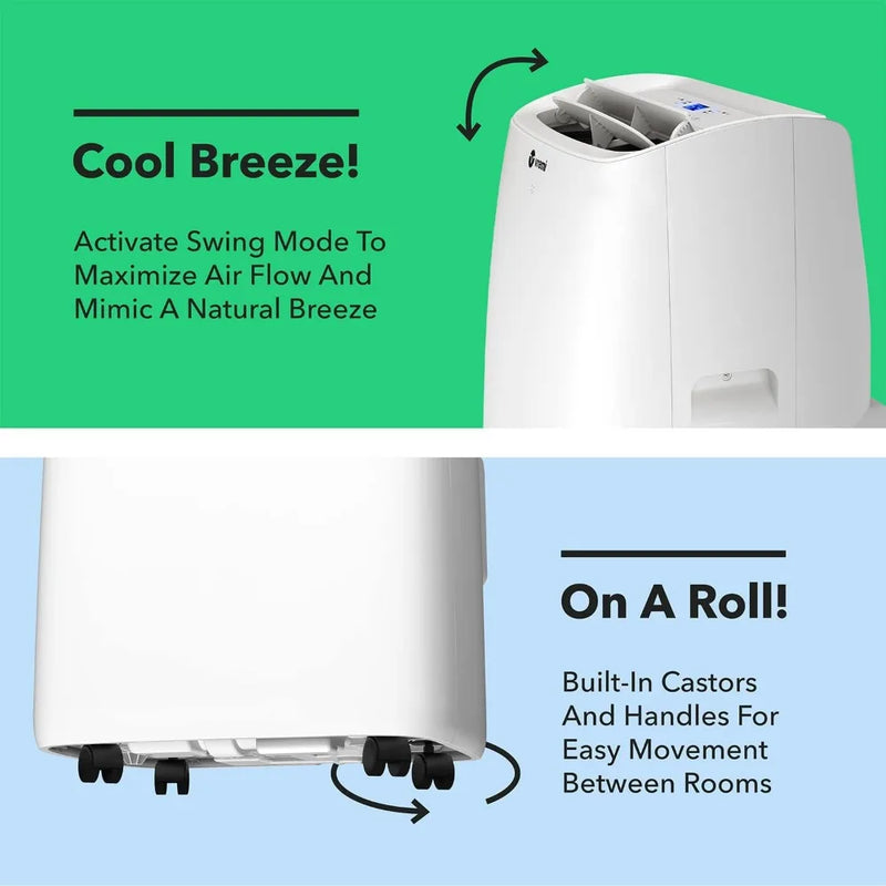 Portable Air Conditioner 12000 BTU AC Unit for Rooms up to 350 Sq Ft with Powerful Cooling Fan Auto Shut Off