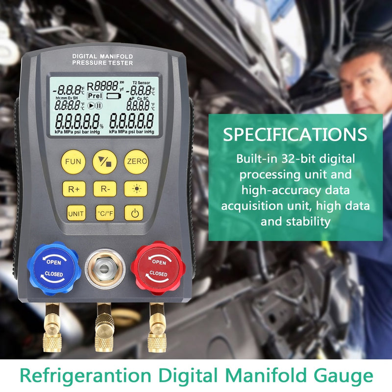 Pressure Gauge Refrigeration Digital Vacuum Pressure Manifold Tester