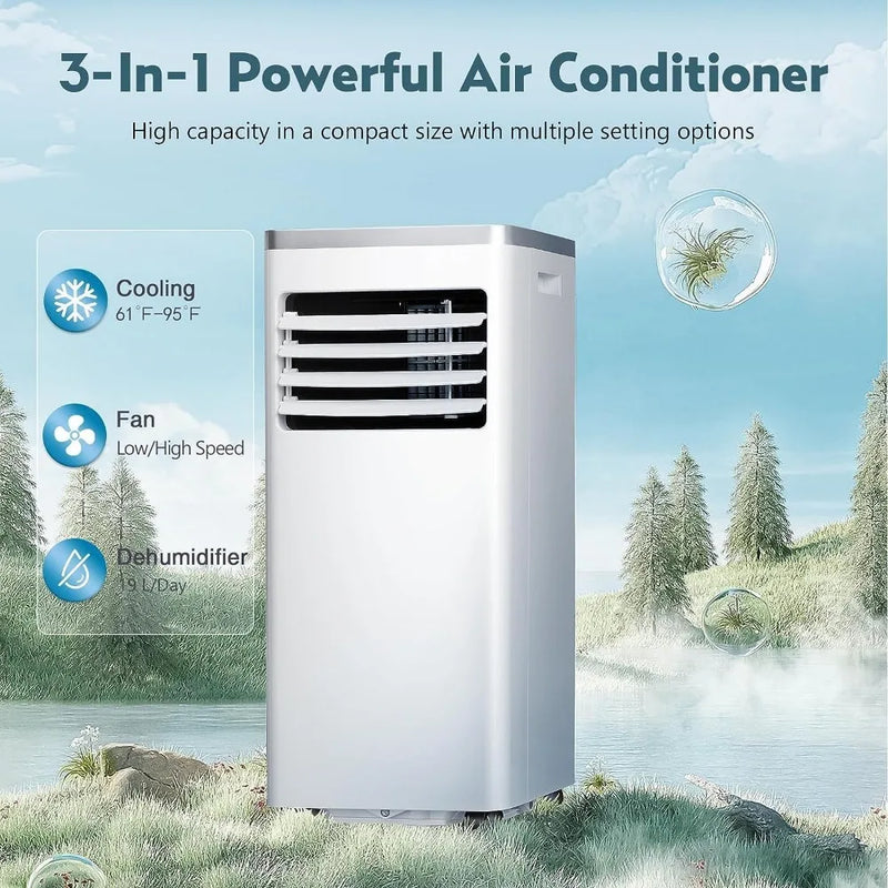 Portable Air Conditioner 8000 BTU Home AC Unit with Built-in Dehumidifier Fan Mode With Remote Control Installation Kit