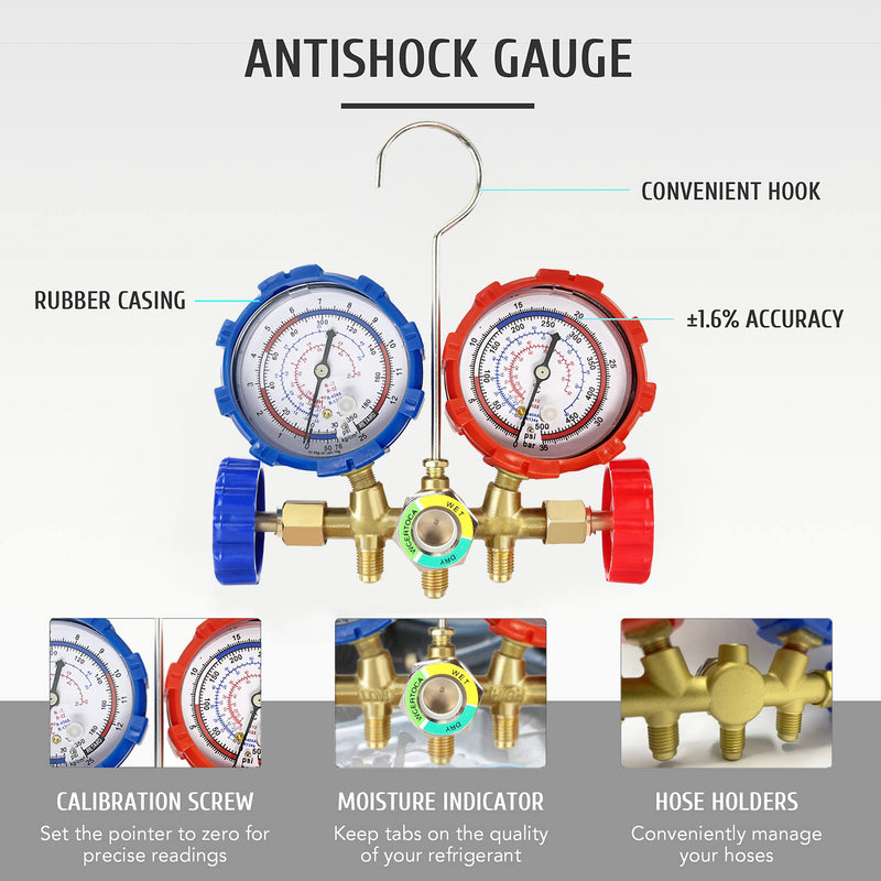 R12 R22 R404A R134A Refrigerant Manifold Gauge Air Condition Refrigeration Set