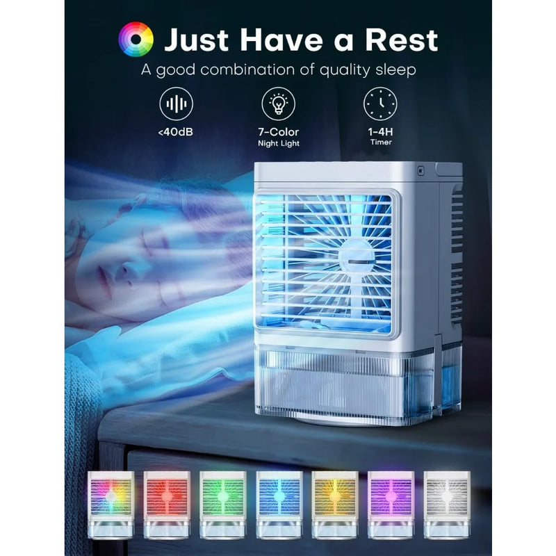 Portable Air Conditioner 4-IN-1 Evaporative Air Cooler with Remote 4H Timer 2-Level Humidify LED Screen