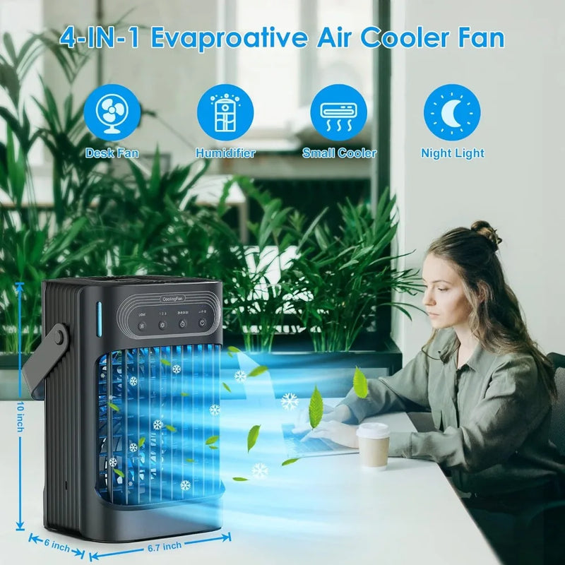 Portable Air Conditioners Cooling Fan Evaporative Mini Air Conditioner with 3 Cool Mist & Speeds 7 Night Light Timer