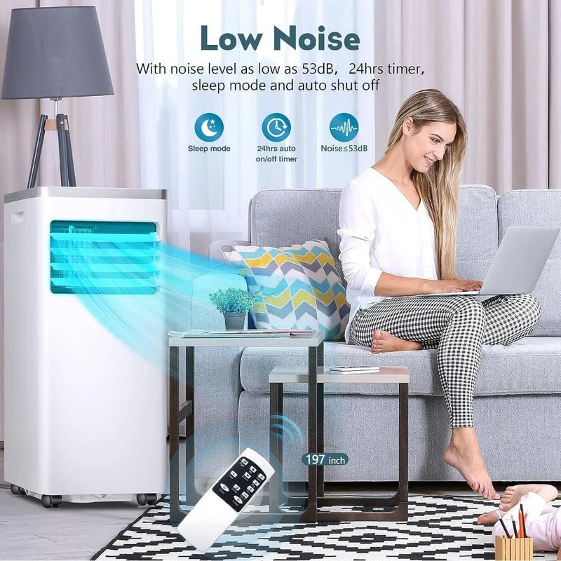 Portable Air Conditioner 8000 BTU Home AC Unit with Built-in Dehumidifier Fan Mode With Remote Control Installation Kit