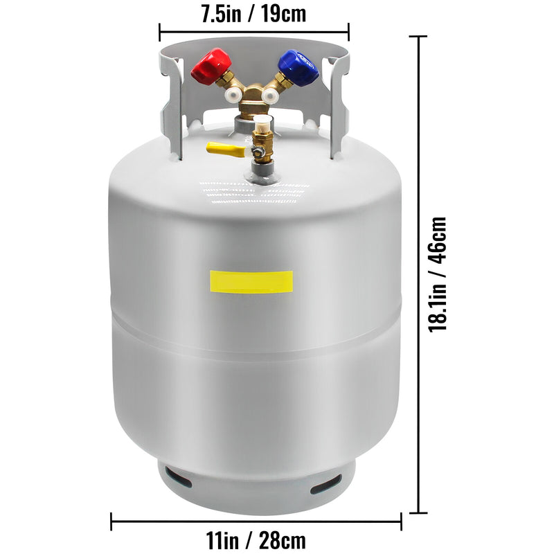 Refrigerant Reclaim Cylinder Tank 50 LBS Capacity 400 psi Portable with Y-Valve