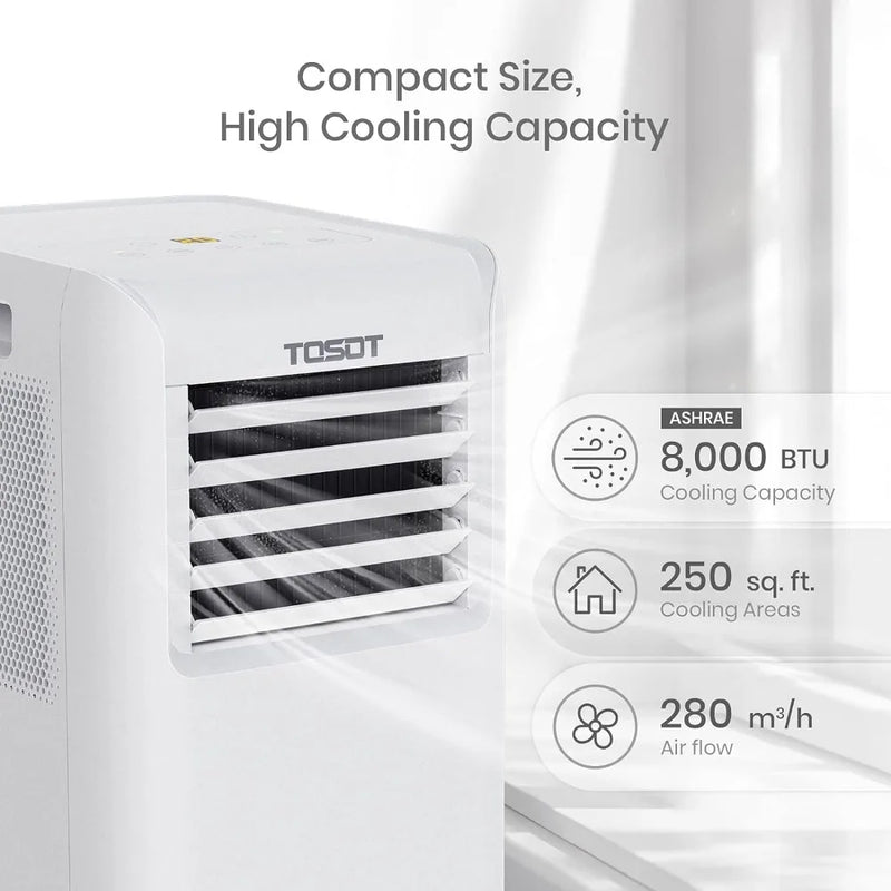 Air Conditioner 10,000 BTU Quiet and 3-in-1 AC Dehumidifier Fan Easier to Install for Rooms Up to 250 sq ft White