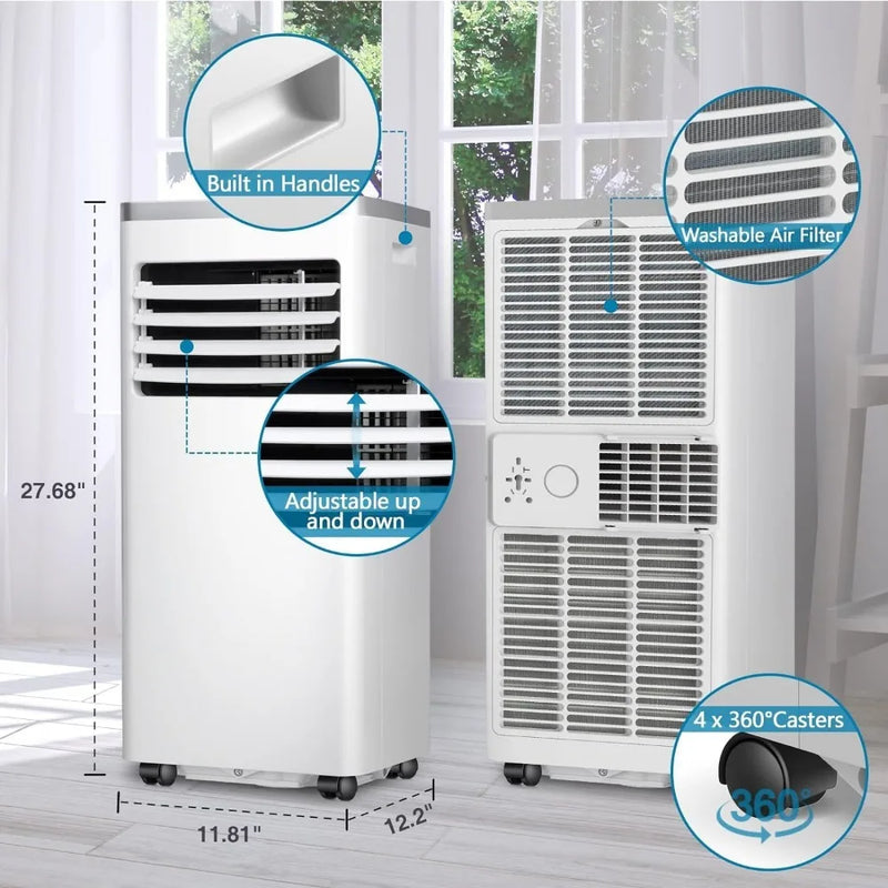 Portable Air Conditioner 8000 BTU Home AC Unit with Built-in Dehumidifier Fan Mode With Remote Control Installation Kit