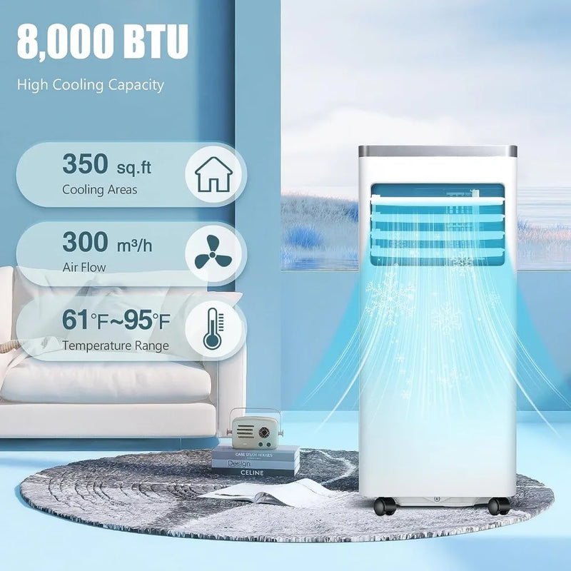 Portable Air Conditioner 8000 BTU Home AC Unit with Built-in Dehumidifier Fan Mode With Remote Control Installation Kit