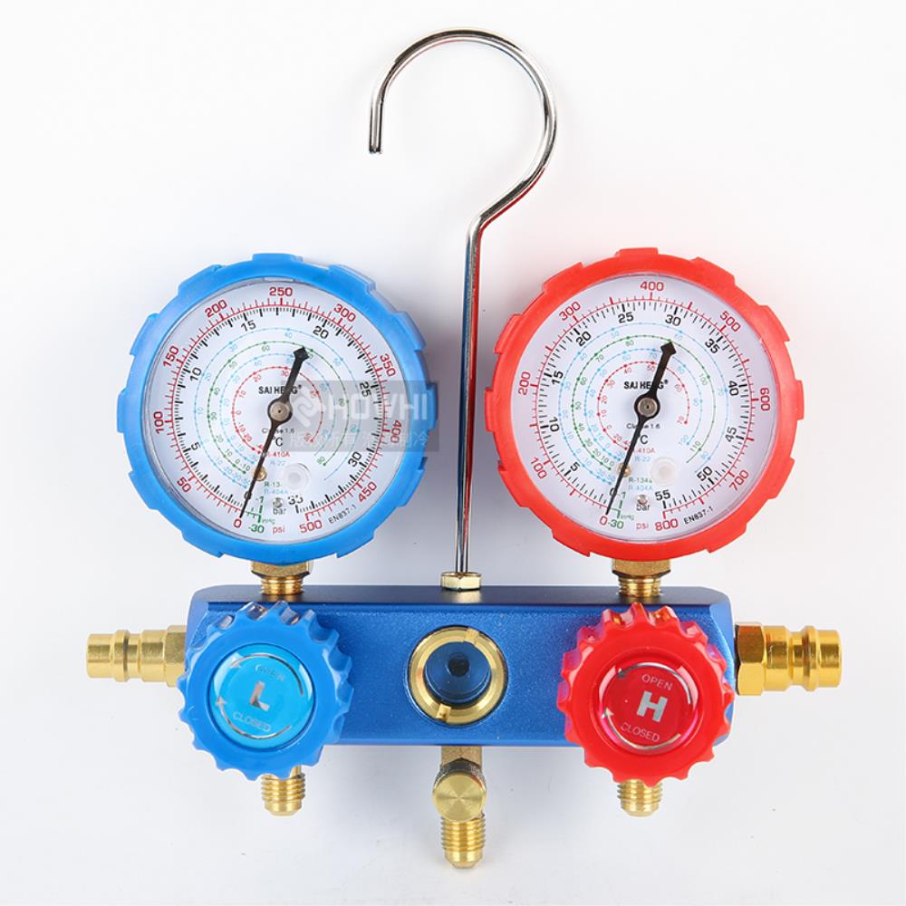 AC Diagnostic Manifold Gauge Set  R134A R22 Refrigerants with Acme Adapter and Can Tap  Automotive Car Air Conditioning