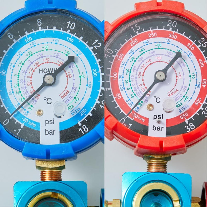 Pure Copper Refrigerant Pressure Gauge R134a/R410/R32/R22/R407C Air Conditioning and Fluoride Table Low/high Pressure