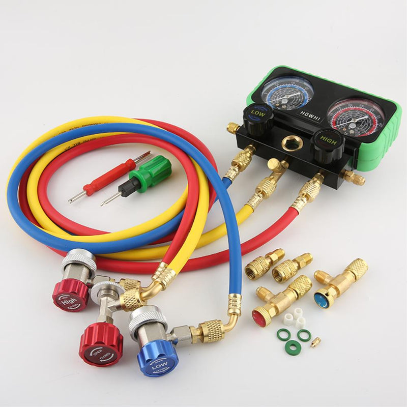 Pressure Manifold Gauge Hose Kit for R134A R22 R410 Refrigerant Car Air Conditioning  with Storage Box