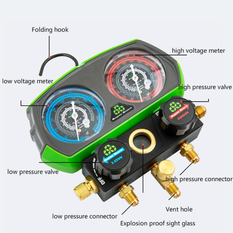 ST-B268 HVAC A/C Refrigeration Kit AC Manifold Gauge Set Auto Service Car Air Conditioning Repair Fluorine Filling Tool