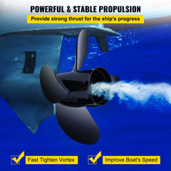 Outboard Propeller, Replace for OEM 48-8M0084494, 4-Blade 14 1/2 x 17 Boat Propeller, Compatible w/ 135-300HP 2-Stroke & 4-Stroke Outboards, Alpha&Bravo I Stern-Drives, RH