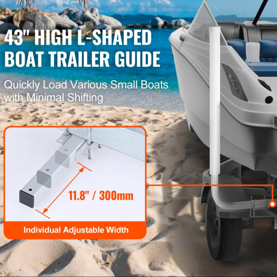 Boat Trailer Guide, 43” Adjustable Design Trailer Guide Poles, 2PCS Rustproof Galvanized Steel Trailer Guide, Trailer Guides with PVC Pipes, for Ski Boat, Fishing Boat or Sailboat Trailer