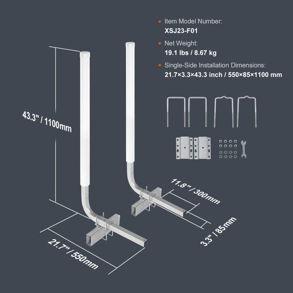 Boat Trailer Guide, 43” Adjustable Design Trailer Guide Poles, 2PCS Rustproof Galvanized Steel Trailer Guide, Trailer Guides with PVC Pipes, for Ski Boat, Fishing Boat or Sailboat Trailer