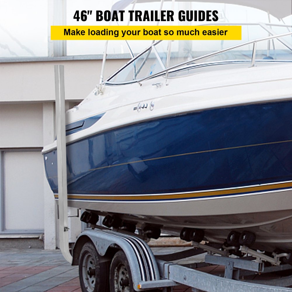 Boat Trailer Guide-ons, 46", One Pair Aluminum Trailer Guide ons, Rust-Resistant Trailer Guides with Adjustable Width, Mounting Parts Included, for Ski Boat, Fishing Boat or Sailboat Trailer