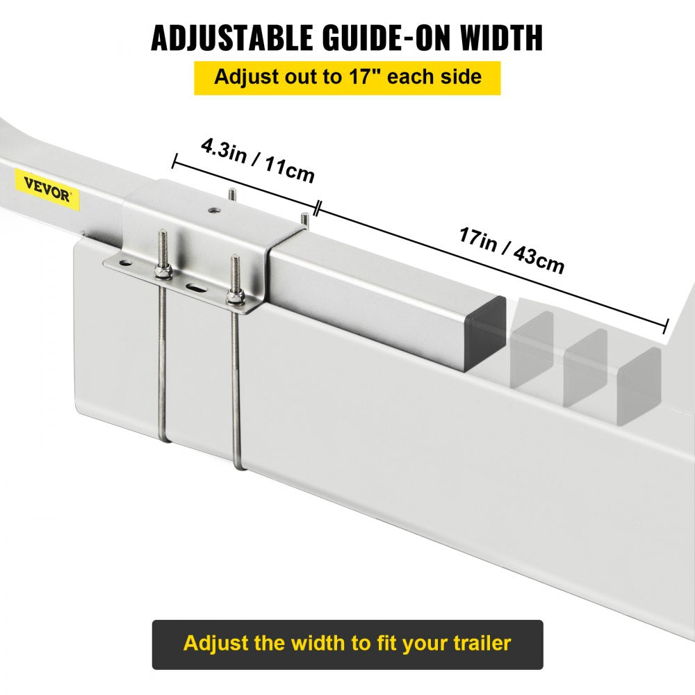 Boat Trailer Guide-ons, 46", One Pair Aluminum Trailer Guide ons, Rust-Resistant Trailer Guides with Adjustable Width, Mounting Parts Included, for Ski Boat, Fishing Boat or Sailboat Trailer