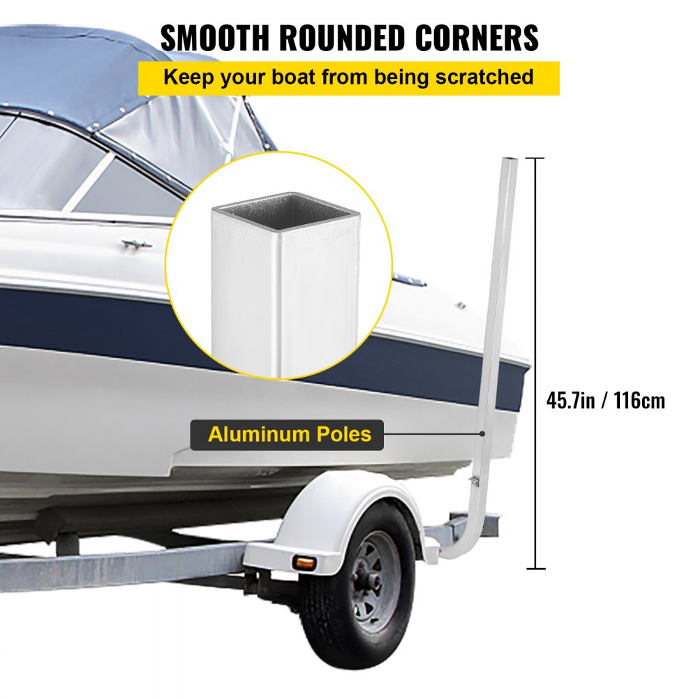 Boat Trailer Guide-ons, 46", One Pair Aluminum Trailer Guide ons, Rust-Resistant Trailer Guides with Adjustable Width, Mounting Parts Included, for Ski Boat, Fishing Boat or Sailboat Trailer