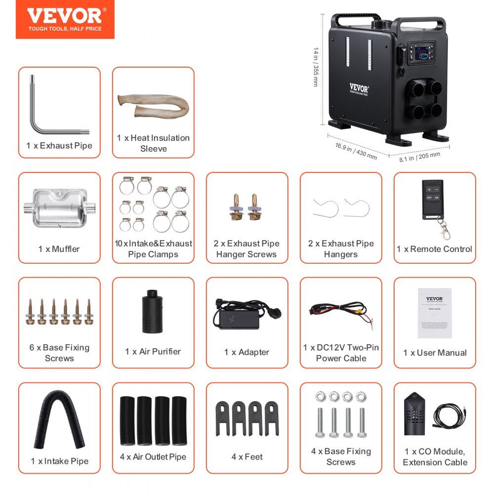 Diesel Air Heater Diesel Heater 12V/24V 8KW Bluetooth APP Control Vehicles