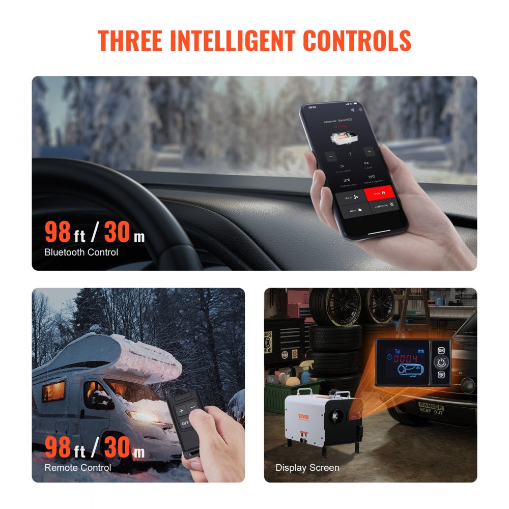 Diesel Air Heater 12V/24V 8KW Bluetooth APP Remote Control for Outdoors