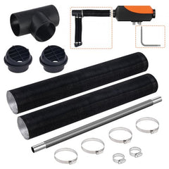 Diesel Heater Pipe Ducting Set, 3" Extendable Air Duct Hose, 1" Stainless Steel Exhaust Pipe, 2 Air Vents, Tee Air Outlet Connector and Hose Clamps, for 2KW/5KW/8KW Diesel Parking Heaters