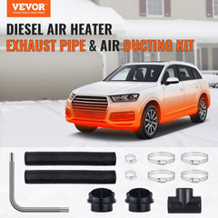 Diesel Heater Pipe Ducting Set, 3" Extendable Air Duct Hose, 1" Stainless Steel Exhaust Pipe, 2 Air Vents, Tee Air Outlet Connector and Hose Clamps, for 2KW/5KW/8KW Diesel Parking Heaters