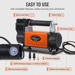 12V Air Compressor Heavy Duty 150PSI Offroad Air Compressor Portable Truck Tire Inflator Air Pump for Jeep SUV 4x4 Vehicle RV For up to 35 Inch Tires