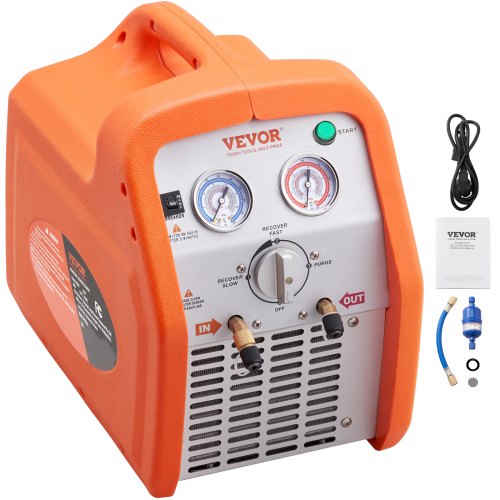 1 HP Refrigerant Recovery Machine - Dual Cylinder Portable AC Recovery Machine with High Pressure Protection 120V 60Hz Recovery Machine HVAC for Vapor Liquid Refrigerant, Car Air Conditioning