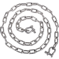 Anchor Chain, 20` x 5/16" 316 Stainless Steel Chain, 3/8" Anchor Chain Shackle, 7120lbs Anchor Lead Chain Breaking Load, 9460lbs Anchor Chain Shackle Breaking Load, Anchor Chain for Small Boats