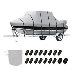 T Top Boat Cover, 24`-26` Waterproof Trailerable T-Top Boat Cover, 600D Marine Grade PU Oxford, with Windproof Buckle Straps, for Center Console Boat with T Top Roof, Fits 24`-26`L x 106"W, Grey