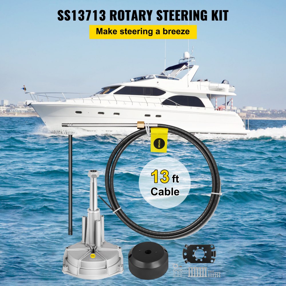 Outboard Boat Steering 13` Boat Steering Cable 13 Feet Outboard Steering kit 3/4`` Tapered Shaft for Boat Steering