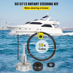 Outboard Boat Steering 13` Boat Steering Cable 13 Feet Outboard Steering kit 3/4`` Tapered Shaft for Boat Steering