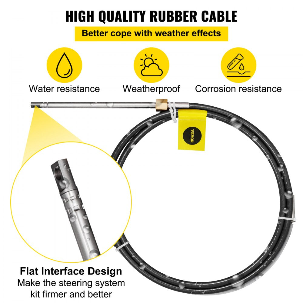 Outboard Boat Steering 13` Boat Steering Cable 13 Feet Outboard Steering kit 3/4`` Tapered Shaft for Boat Steering