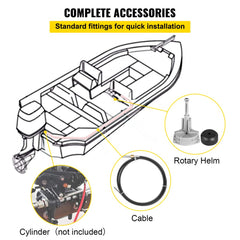 Outboard Boat Steering 13` Boat Steering Cable 13 Feet Outboard Steering kit 3/4`` Tapered Shaft for Boat Steering