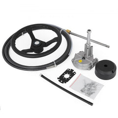 Outboard Steering System 16` Outboard Steering Kit 16 Feet Boat Steering Cable with 13" Wheel Durable Marine Steering System