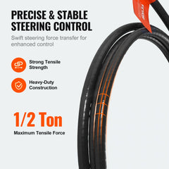 Boat Steering Cable, 17 Feet Outboard Marine Rotary Steering Cable, 1/2 Ton High Tensile Strength, Replacement Steering Cable Compatible with Most Single-Station Outboard Steering Systems