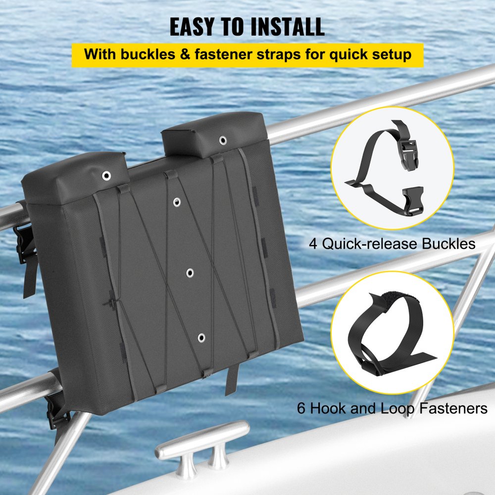 T-Top Storage Bag, for 4 Type II Life Jackets, w/ a Boat Trash Bag, 600D Oxford Fabric Life Vests Storage Bag for Most T-Top Boats, Bimini Tops and Pontoon Tops (Life Jackets not Included)