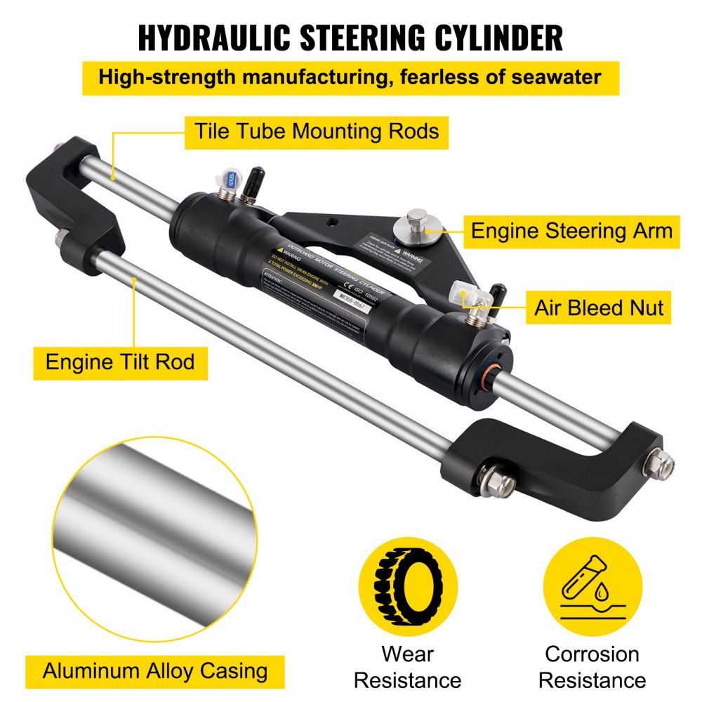 Hydraulic Boat Steering Kit, 300HP Hydraulic Steering Kit Helm Pump, Hydraulic Outboard Steeing Kit with 14 Feet Hydraulic Steering Hose for Boat Steering System