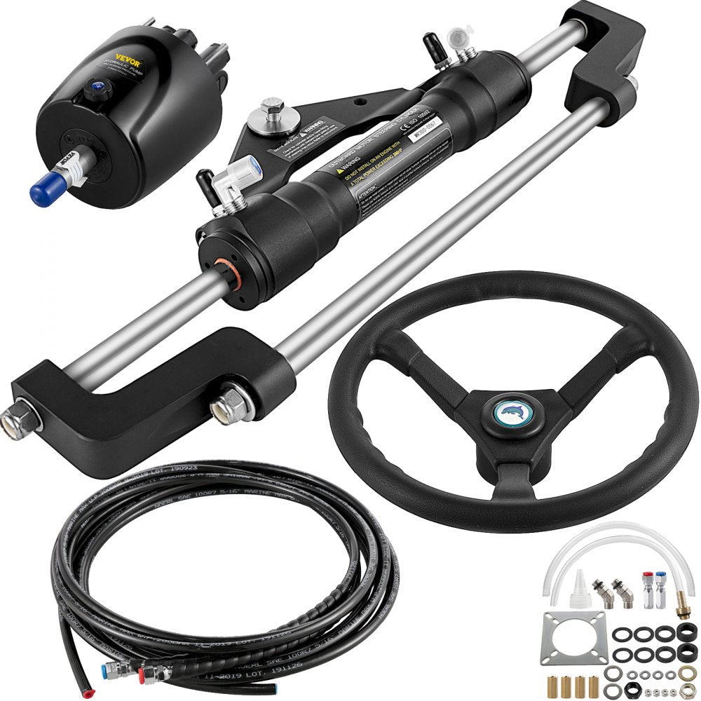 Hydraulic Boat Steering Kit, 300HP Hydraulic Steering Kit Helm Pump, Hydraulic Outboard Steeing Kit with 14 Feet Hydraulic Steering Hose for Boat Steering System