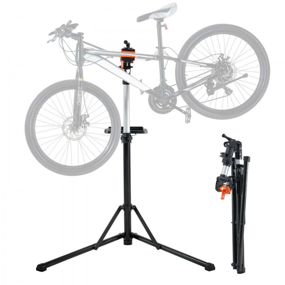 Bike Repair Stand, 66 lbs Heavy-duty Aluminum Bicycle Repair Stand, Adjustable Height Bike Maintenance Workstand with Magnetic Tool Tray Telescopic Arm, Foldable Bike Work Stand