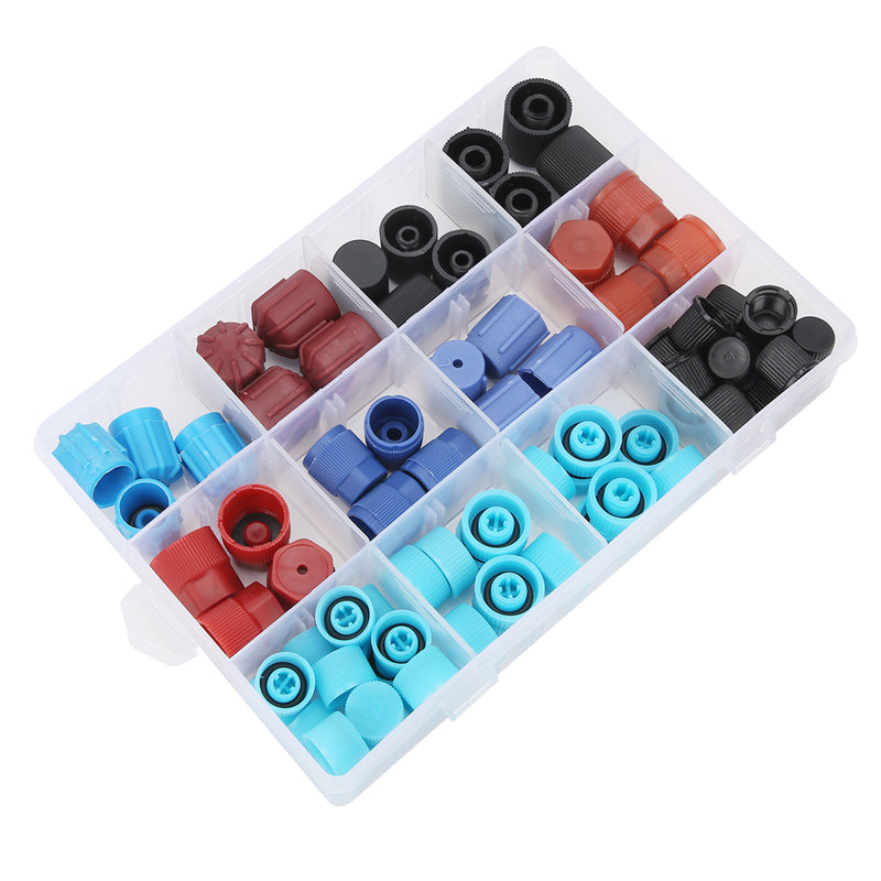 77pcs Air Conditioning Valve Core Caps Replacement A/C System Repairing Accessory for Car