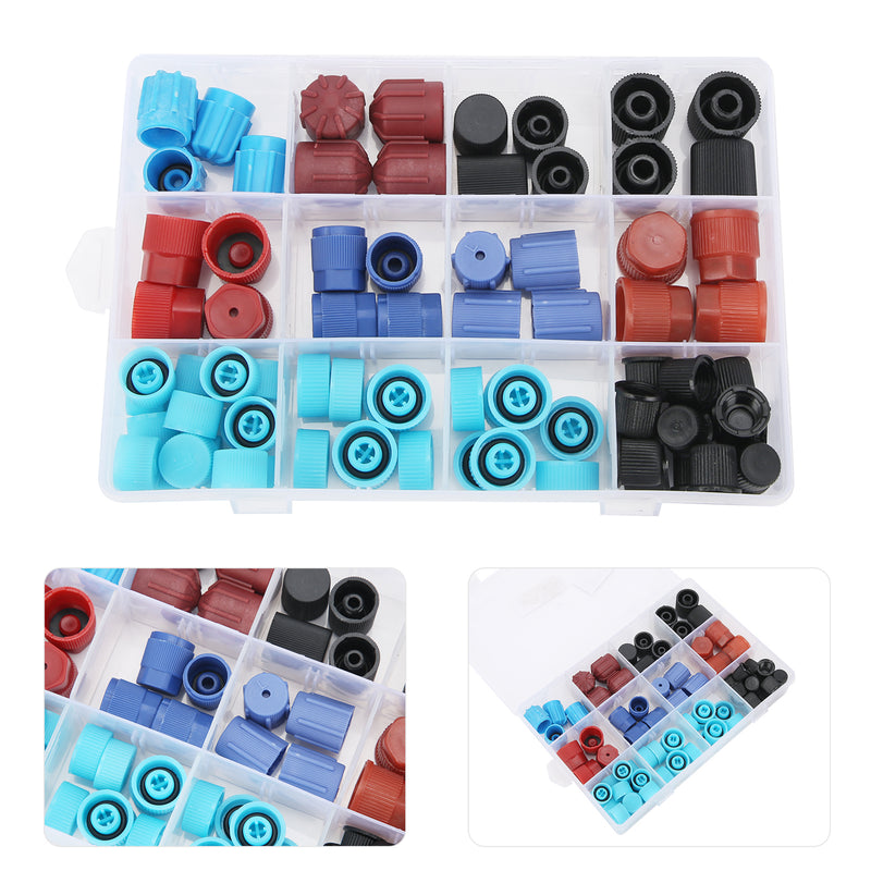 77pcs Air Conditioning Valve Core Caps Replacement A/C System Repairing Accessory for Car