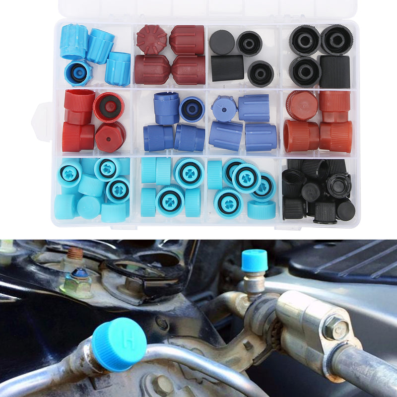 77pcs Air Conditioning Valve Core Caps Replacement A/C System Repairing Accessory for Car