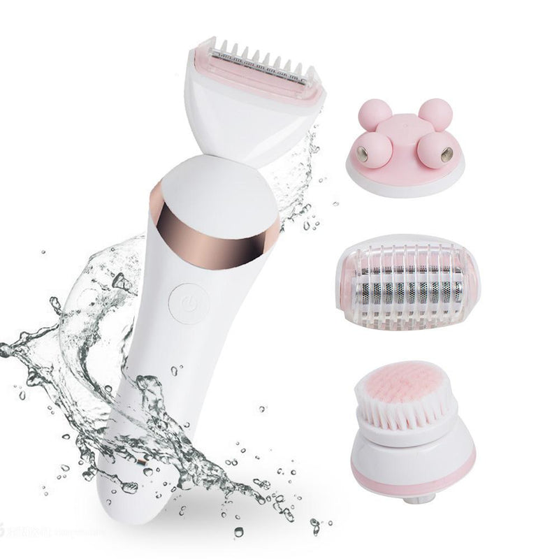 3-in-1 Waterproof Facial Cleansing Brush, Electric Lady Shaver, Massager for Body, Face, Leg, Arm and Hair Removal