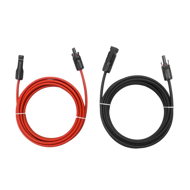 20FT Solar Extension Cable 10AWG with Female and Male Connector + Adaptor Pair, Red and Black Wires for Easy Installation and Connection