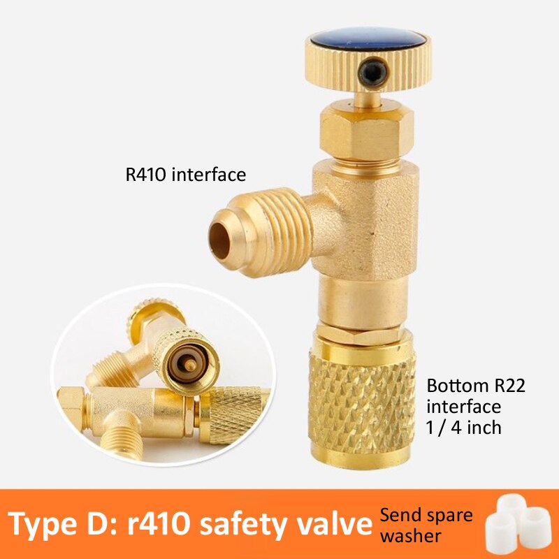 Air Conditioning Refrigerant Safety Valve R410A R22 1/4 " Refrigeration Charging Safety Liquid Adapter Hand Tool Parts