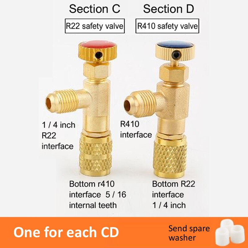 Air Conditioning Refrigerant Safety Valve R410A R22 1/4 " Refrigeration Charging Safety Liquid Adapter Hand Tool Parts