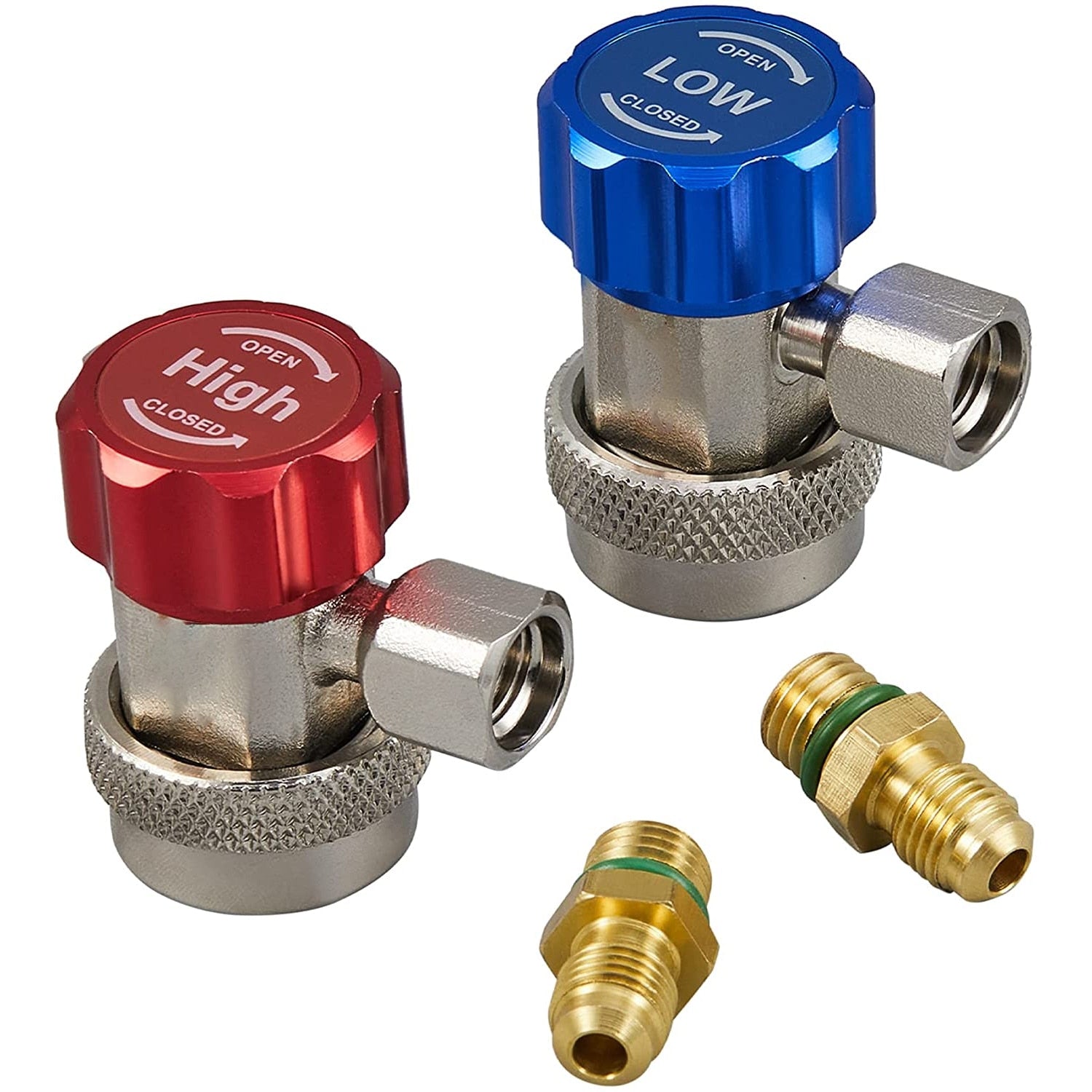 2pcs R134A H/L Auto Car Quick Coupler Connector Brass Adapters Air Conditioning Refrigerant