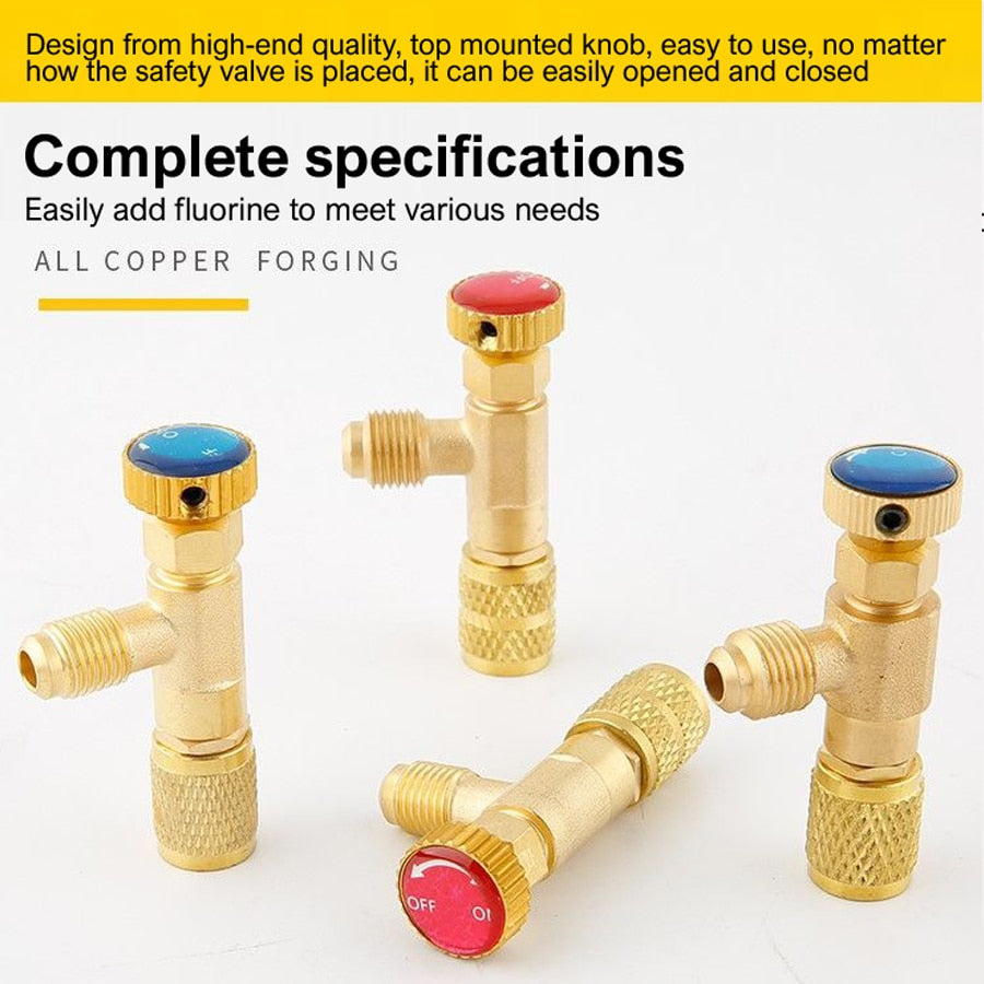 Air Conditioning Refrigerant Safety Valve R410A R22 1/4 " Refrigeration Charging Safety Liquid Adapter Hand Tool Parts